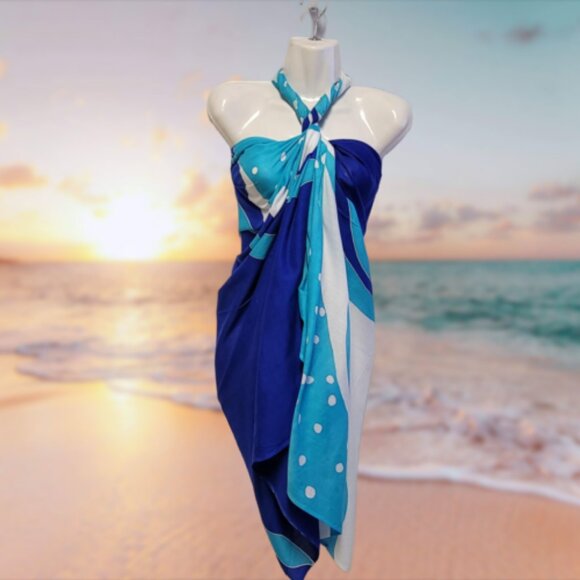 Womens Sarong Cotton Wrap Handpainted Batik Wrapskirt Beach Pareo Beachwear -NEW - Picture 3 of 5